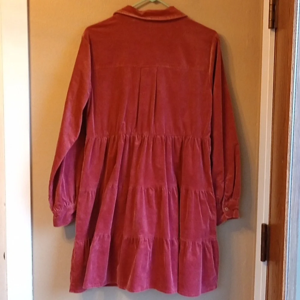 Jodifl Corduroy Peplum tiered Mini Boho Western Dress Size L - Picture 9 of 11